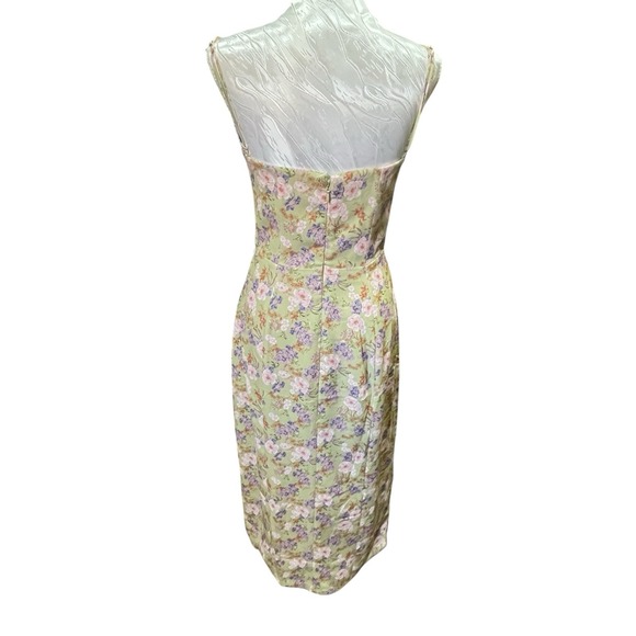 House of CB Sz Small Charlotte Peony Print Midi Dress High Side Slit Coquette - Picture 4 of 16